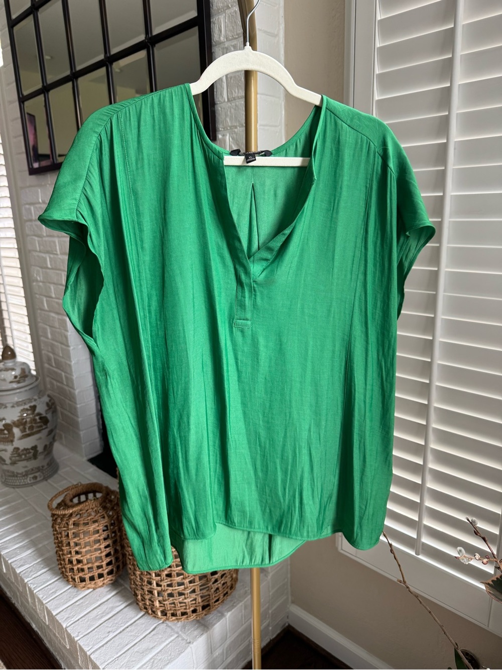 Banana Republic Satin Green Blouse